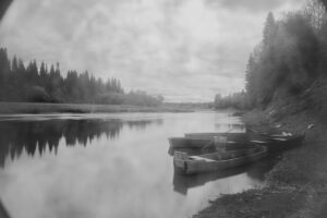 Фёдор Телков. Право веры. Вид на реку Сылву в Симонятах. 53х80